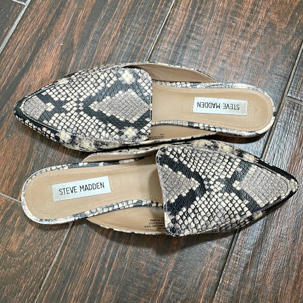 Snake print mules
